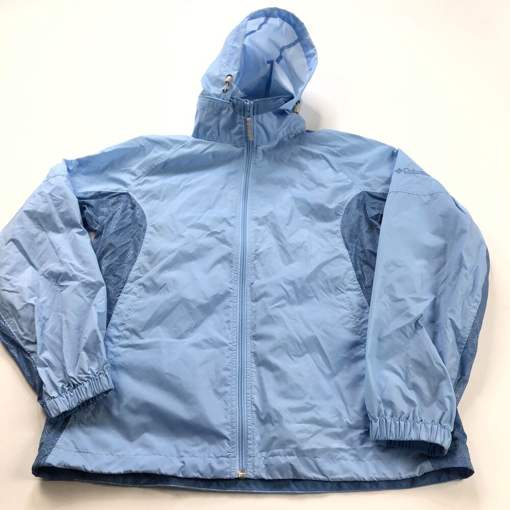 Columbia Womens Medium Packable Stow Waterproof Jacket Light Blue